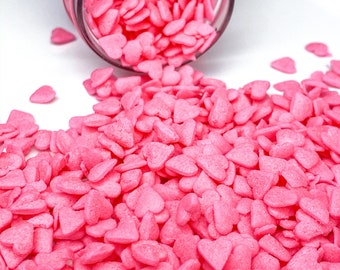 GF Mini Pink Heart Confetti Quins Sprinkle, Round Sprinkles, Cake Sprinkle Decorations, Valentines Day Sprinkles - Edible Sprinkle