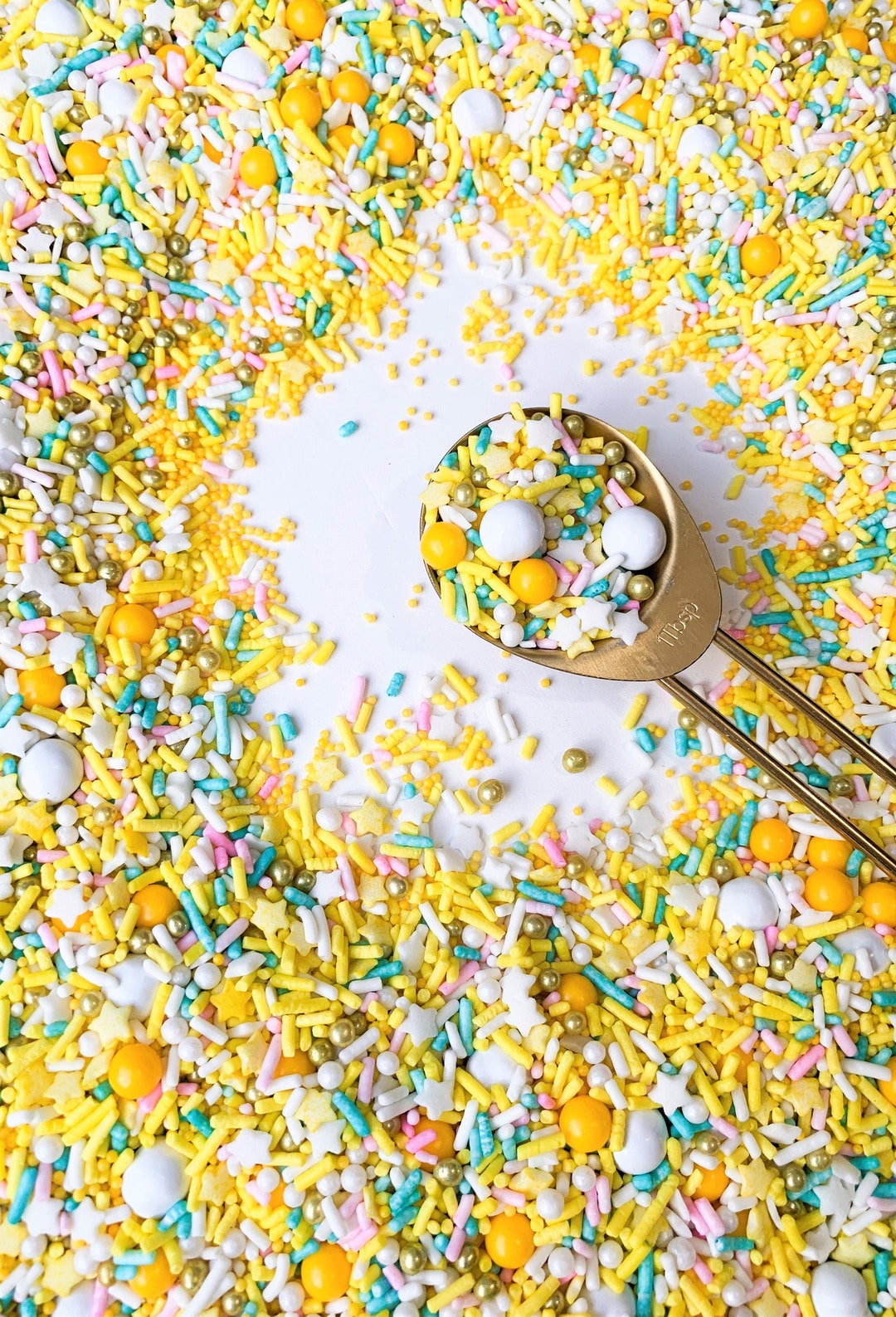 Pina Colada Yellow With Teal and White Sprinkles With Gold Etsy