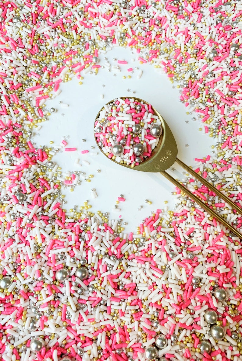 Soft Pink and White Sprinkles With Silver & Gold Dragees Etsy