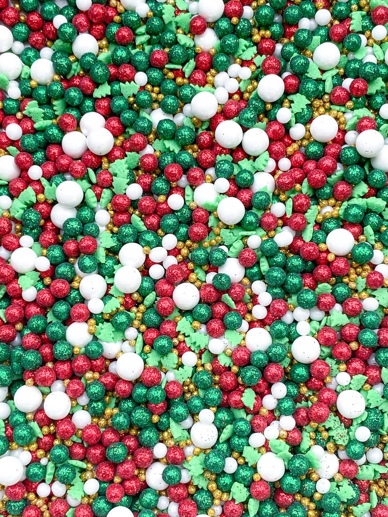 Noel Green Red White and Gold Glitter Sprinkle Round Etsy