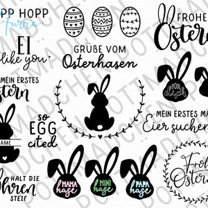 Ostern Schnittdateien-Bundle, SCG DXF PNG Schnittdateien für Cricut und Silhouette, deutsches Plotterdateien-Set für Ostern, Download