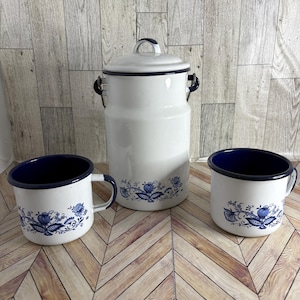 Blue Enamel Milk Can - Etsy Blue Enamel Milk Can - Etsy