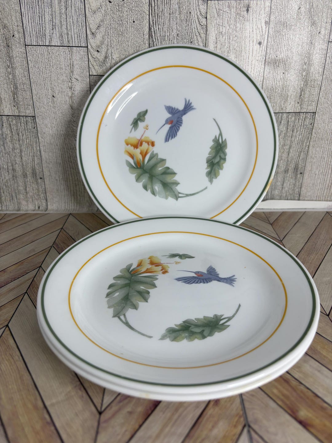 Set of 3 Corelle Hummingbird Salad Bread 7.25