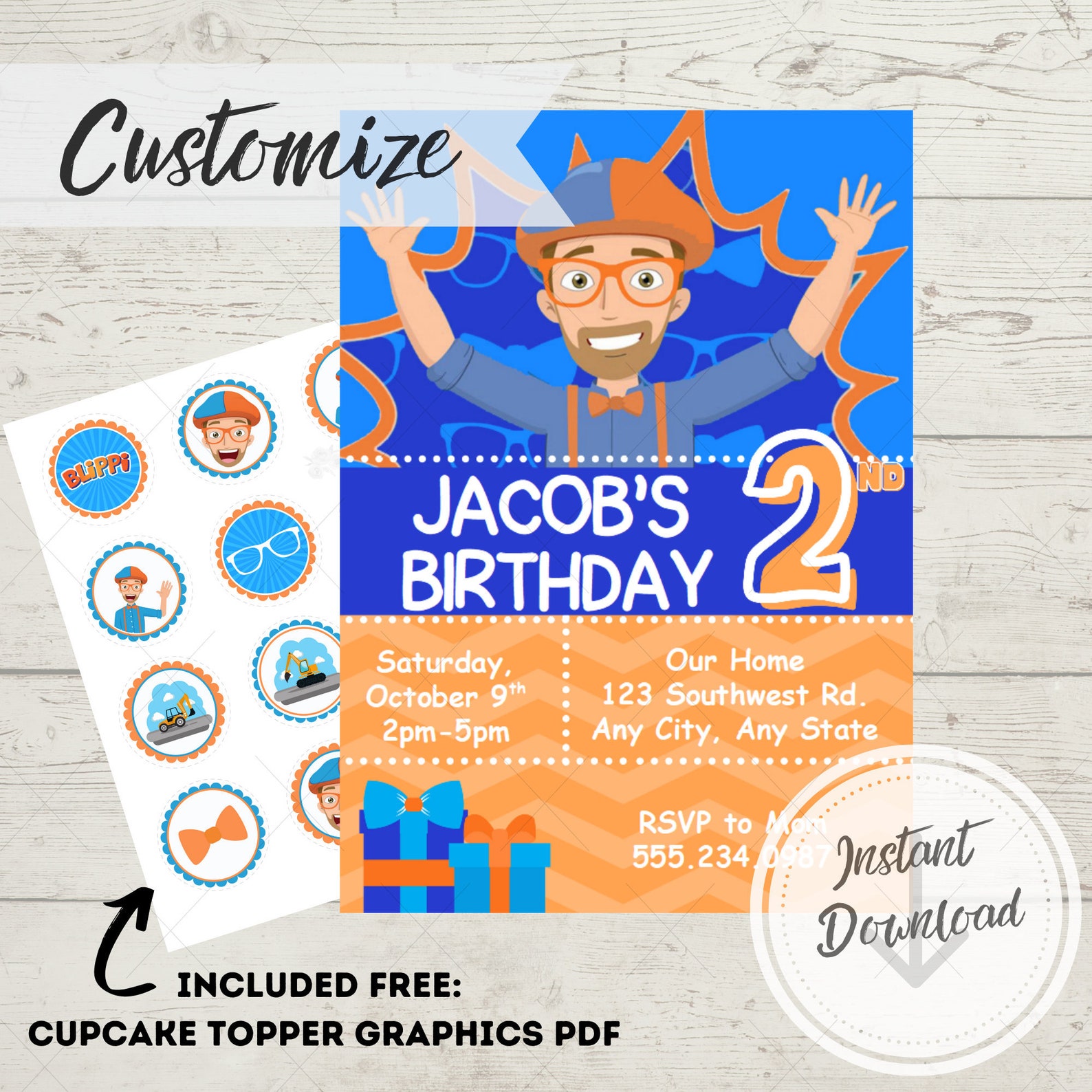 Blippi Birthday Invitation Instant Download Printable | Etsy
