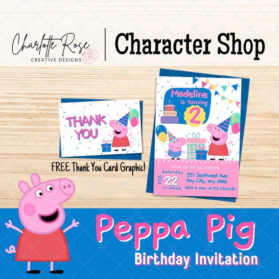 PEPPA PIG BIRTHDAY PARTY INVITATIONS BOY GIRL UNISEX PEPPA PIG THEME