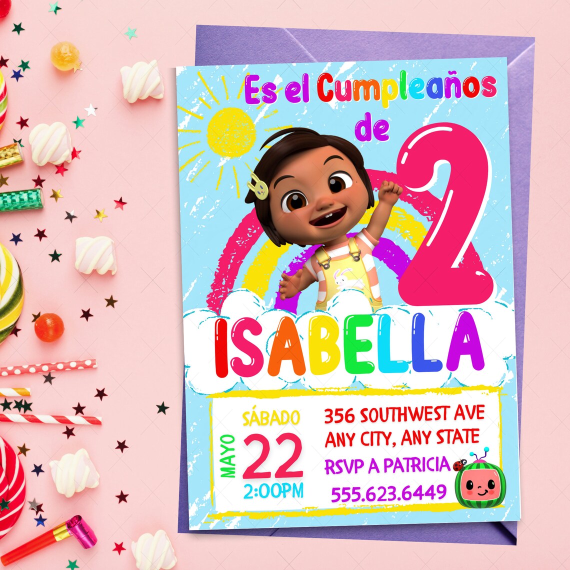 Nina 2nd Birthday Invitation Spanish Graphic Etsy