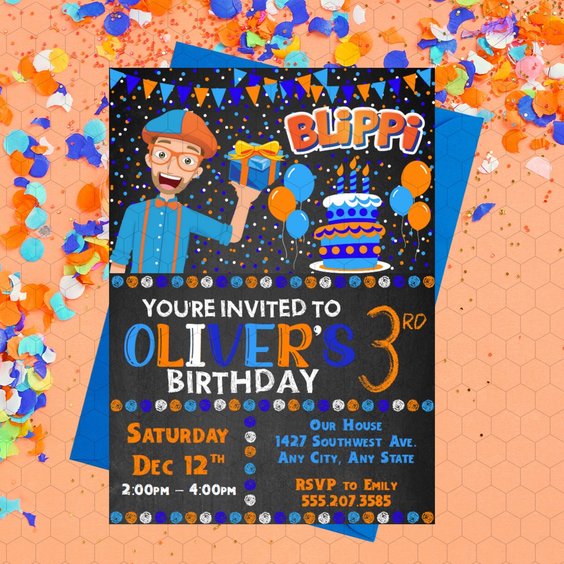 Blippi Birthday Party Invitation Customized Instant Download Etsy Canada