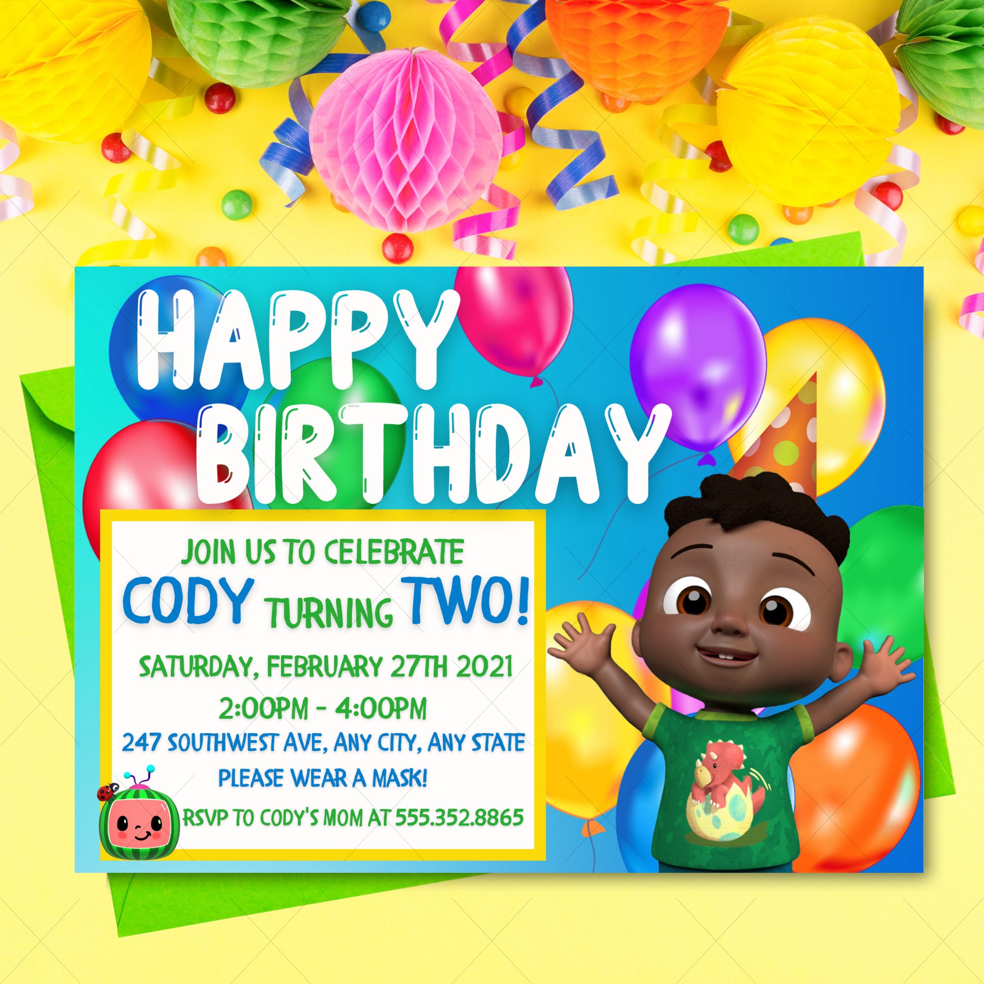 Cocomelon Cody Birthday Invitation Download Printable - Etsy
