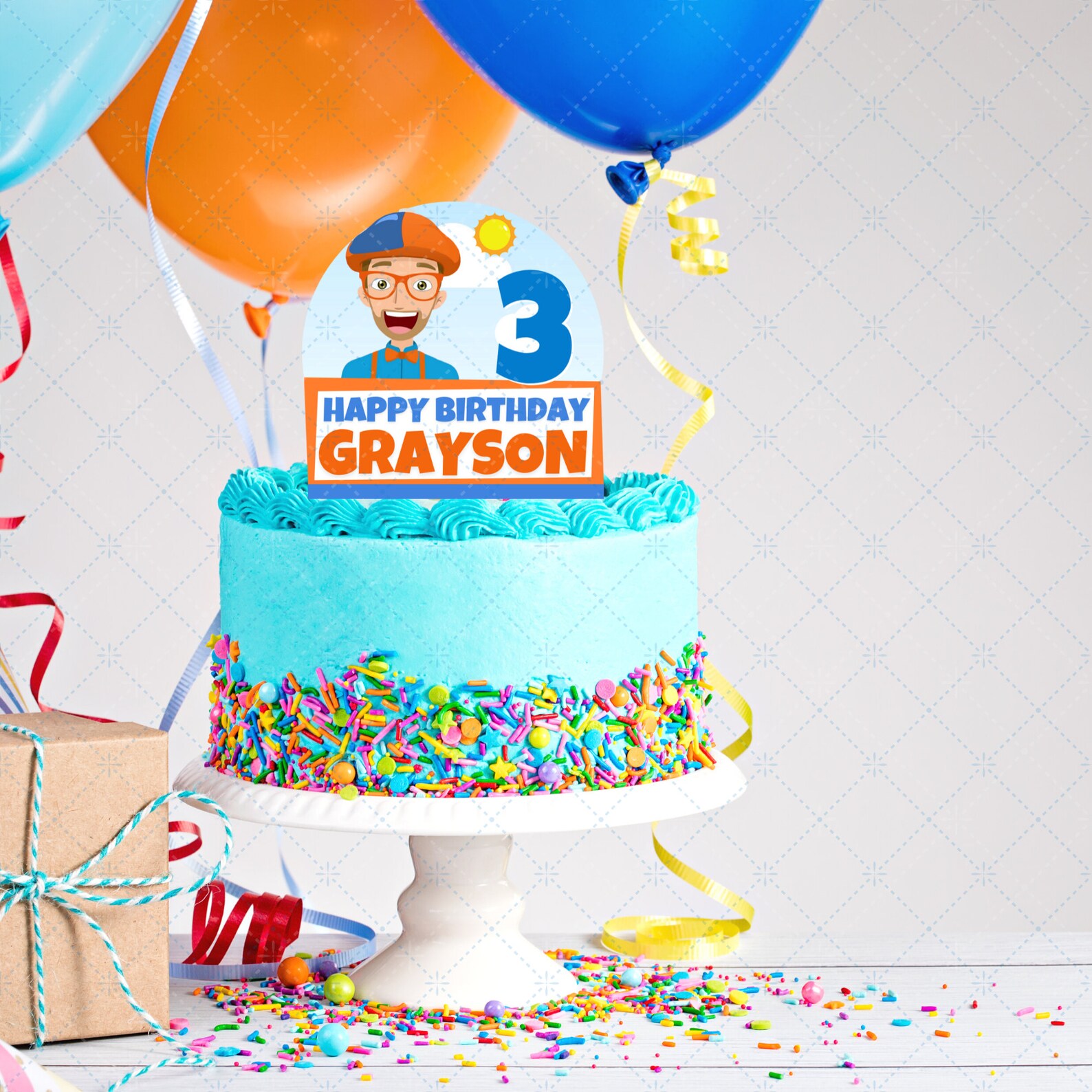 Blippi Birthday Cake Topper Download Printable Template | Etsy