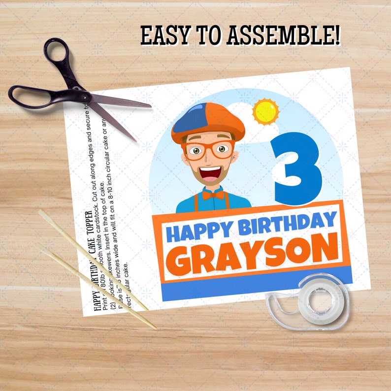 Blippi Birthday Cake Topper Download Printable Template | Etsy
