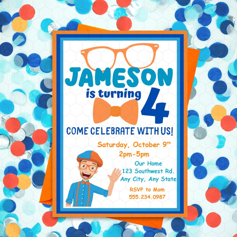 Blippi Birthday Party Invitation Instant Download Printable Etsy Canada