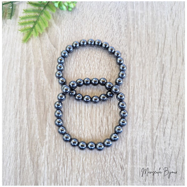 Lot de 2 bracelets en Pierres naturelles Hematite (8mm).