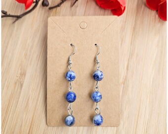 Boucles d'oreilles en Pierres naturelles Sodalite (8mm).