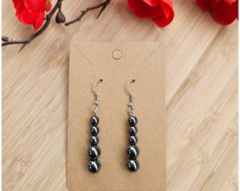 Boucles d'oreilles en Pierres naturelles Hématite ( 6 et 8mm).