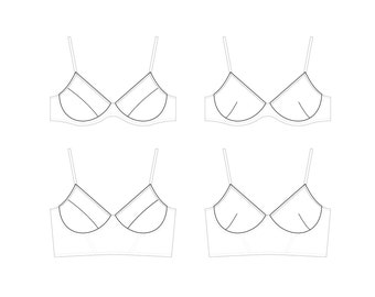 Extra Cups for Mésange Underwire Bra, 28AA-48H, PDF sewing pattern