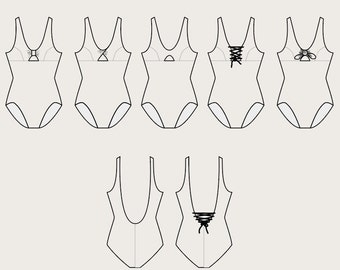 Cygne Swimsuit, sizes 32-52 (cup B to G) , PDF sewing pattern