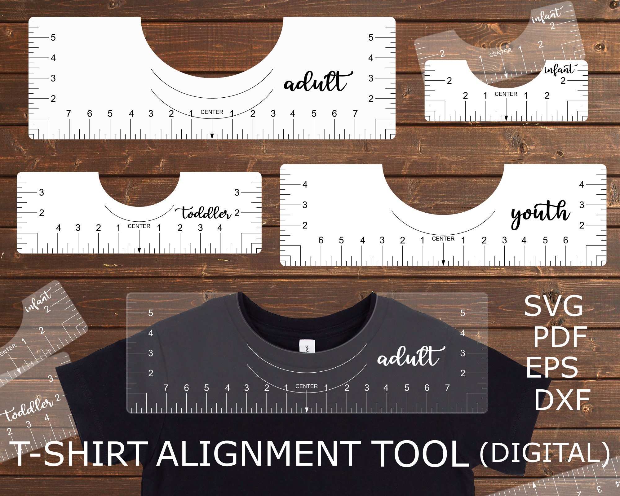 T-shirt Alignment Guide Bundle, Tshirt Alignment Tool SVG DXF File for  Cricut Silhouette, T-shirt Placement Graphic Guide, Shirt Ruler SVG 