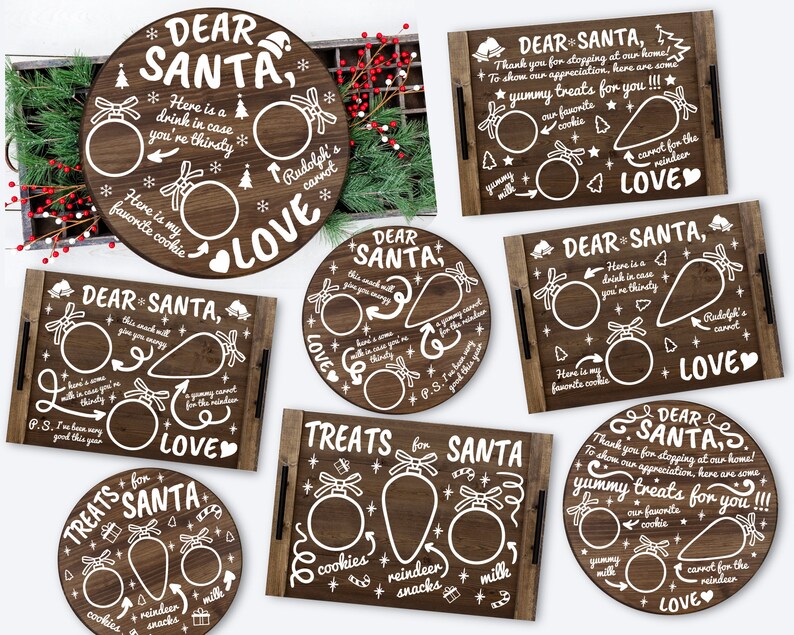 Dear Santa Tray SVG Bundle, Cookie for Santa Plate SVG Christmas, Santa...