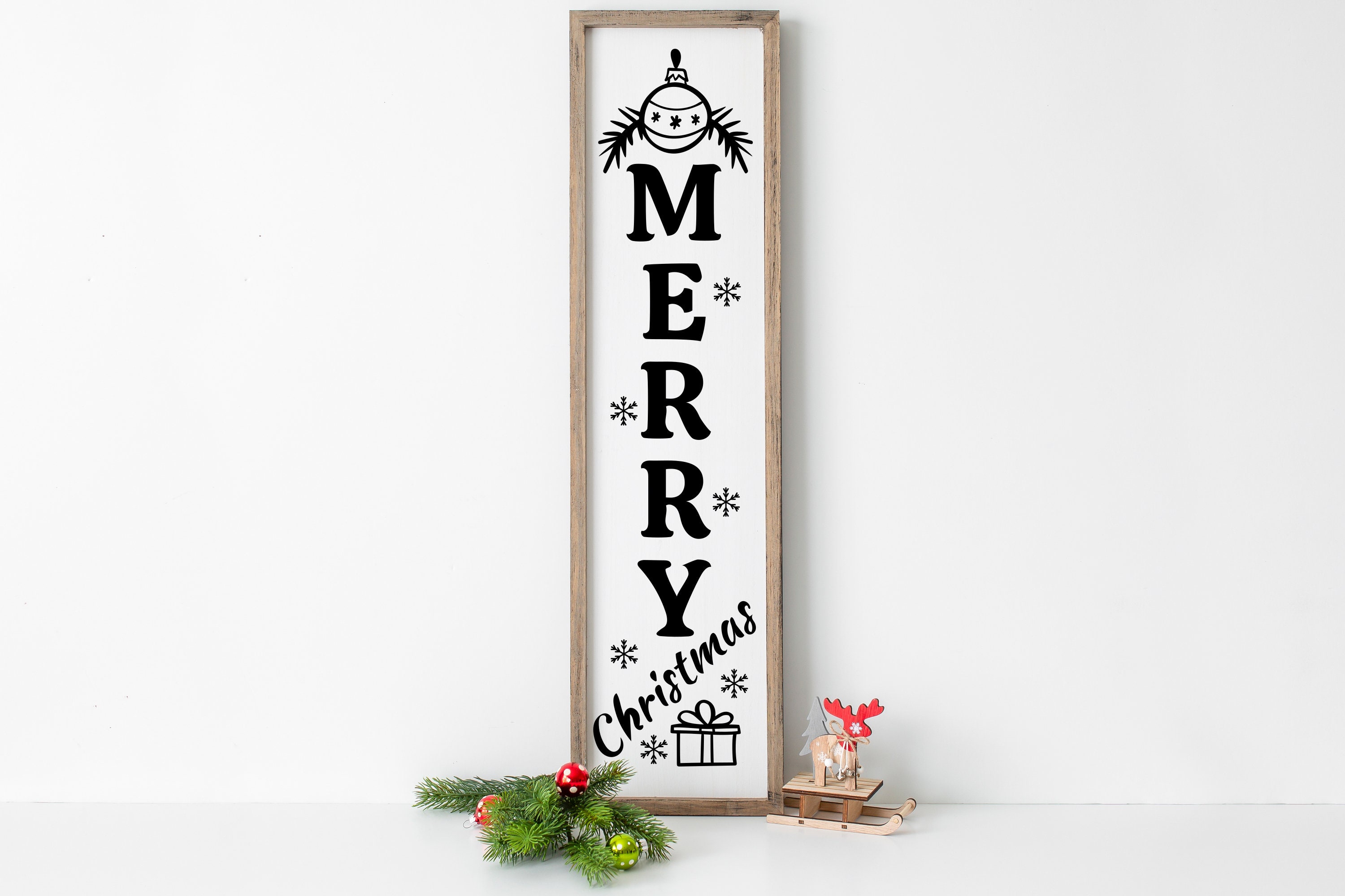 Merry Christmas Vertical Sign SVG Rustic Christmas SVG | Etsy