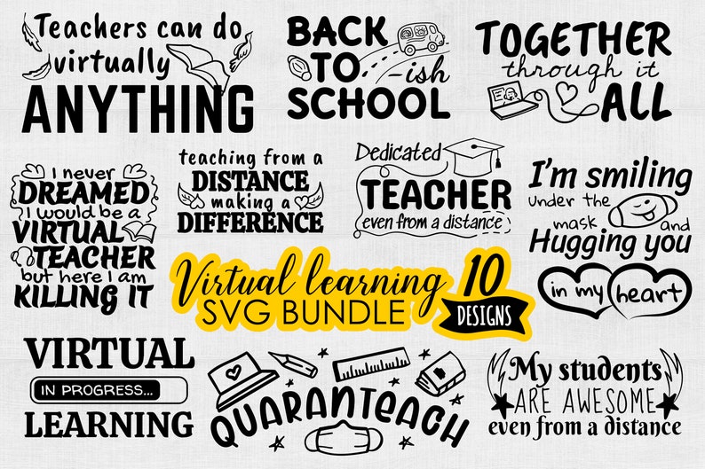 Download Virtual Learning SVG Bundle SVG files for Cricut svg | Etsy