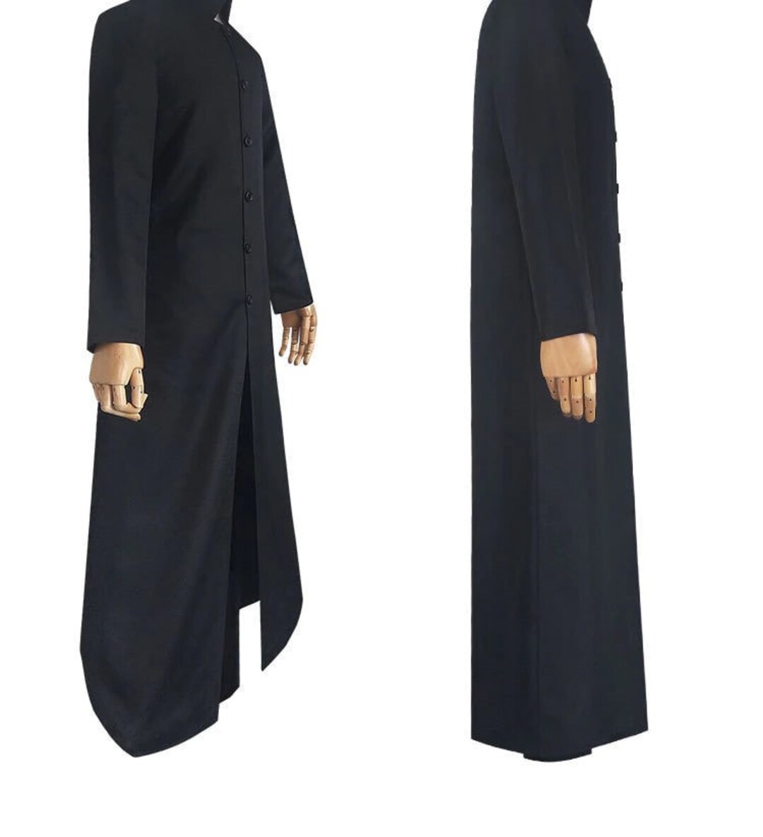 Long Black Jacket Mens Neo Heavy Duty Cotton Black Gothic Etsy