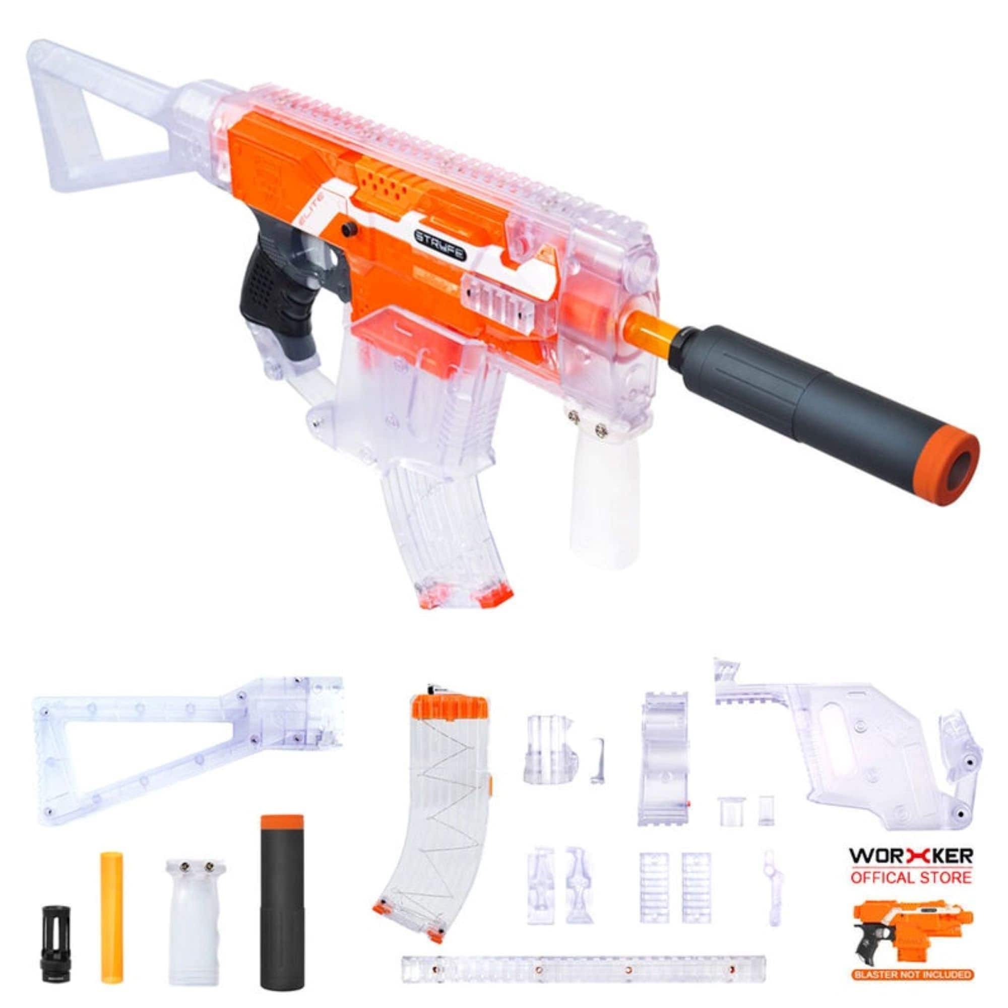 Worker MOD Clear Kriss Vector Imitation Kit 12 Items for Nerf STRYFE Modify Toy 