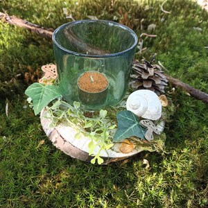 A piece of forest - wonderful candle holder with snail house,moss, decoration