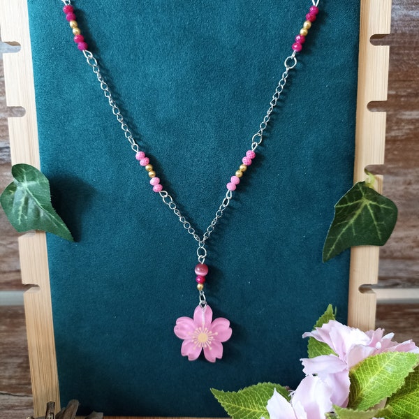 Wonderful cherry blossom necklace springtime hanami pink kawaii flower