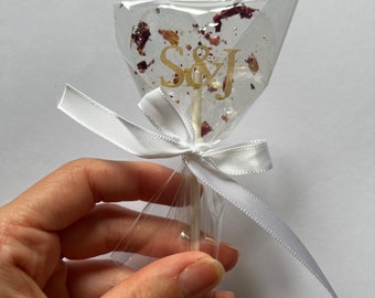 Handmade Lollipops for Wedding Favours, Baby Shower Gifts etc (Pack of 10) Sugar Free, Gluten Free, Vegan, natural sweet flavour