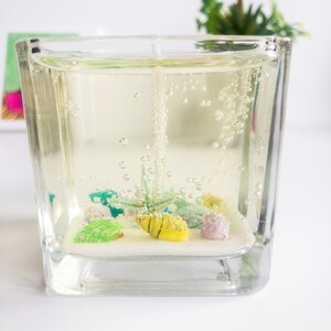 Handmade gel candle/Mini jar candle/Gardenia scent/ Seascape/Ocean/Sea shells/Beach