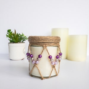 Organic Soy Wax/Handmade Candle/9 oz Glass Jar/ Home Decor/Lilac Scent/Fancy Jar/Handmade Jar Decoration