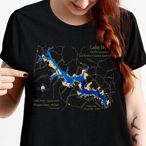 Wateree Lake Life Fishing Camiseta/ South Carolina Lake Apparel Tee / dri fit tee / Cotton shirt / Lake Wateree Map Unisex Camiseta / Fin de semana Top