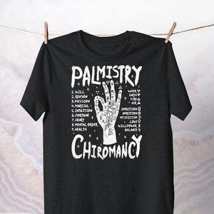 Palmistry Chiromancy Tshirt Apparel Cotton Clothing Black Divination TShirt Horror Apparel Unisex Adult Clothing Women Shirt Pinterest Merch