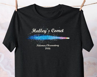 Halley's Comet Tshirt Apparel Cotton Clothing Black Galaxy Stars Tee Space Apparel Unisex Adult Clothing 70s Women Shirt Vintage Nasa tee