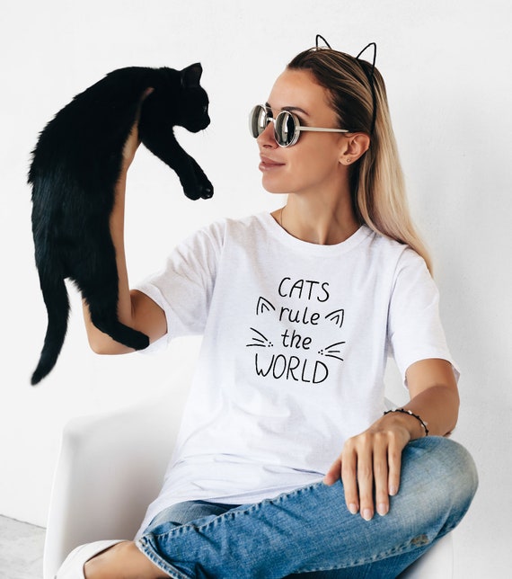 Gatos gobiernan el mundo camiseta ropa algodón ropa linda - Etsy España