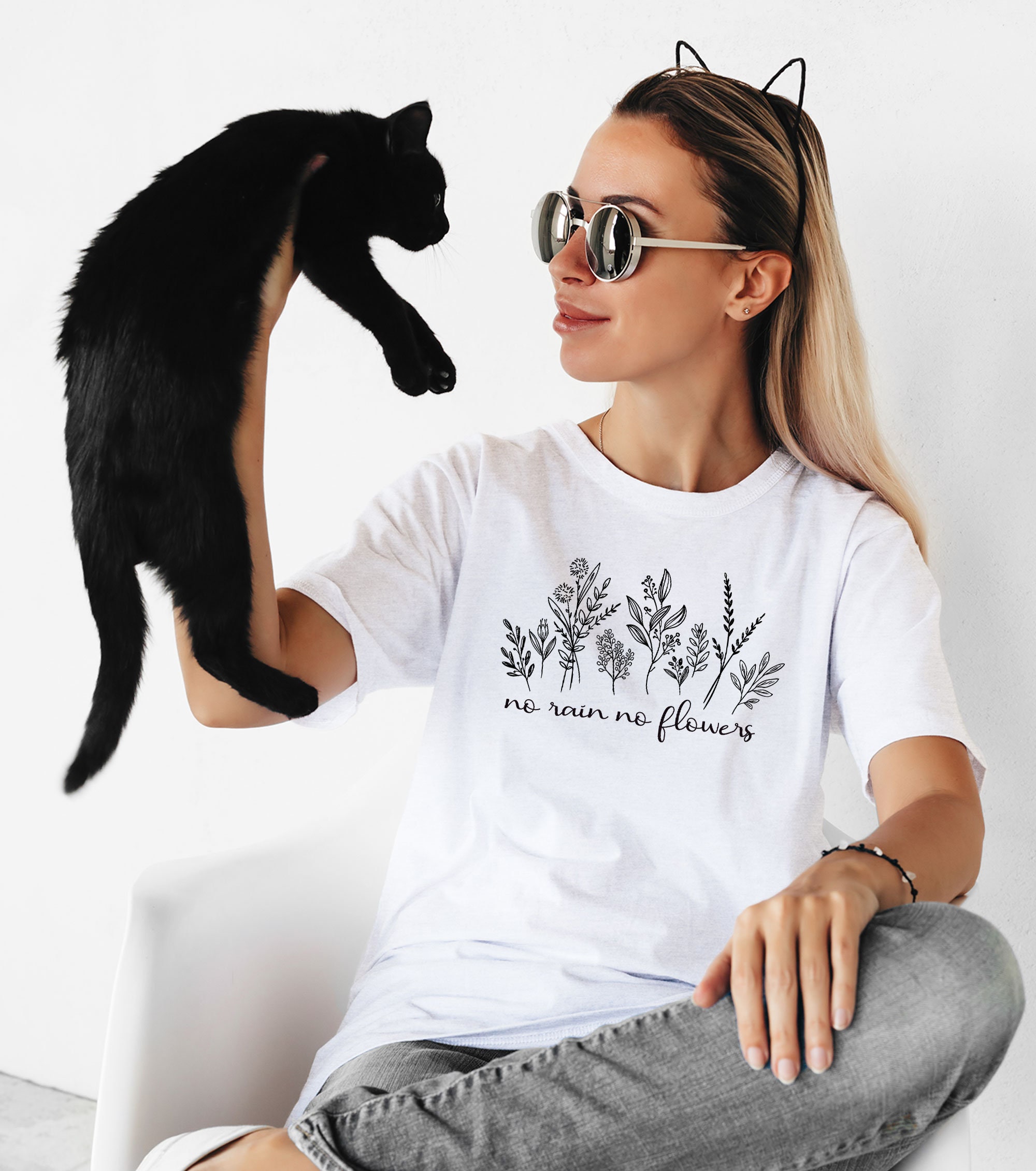 No Rain No Flowers T-shirt, Botanical Cotton Tee - Etsy Canada