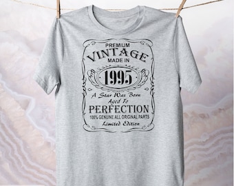 Vintage 1995 Aged To Perfection T-Shirt - 30th Birthday Gift For Men Or Women (Customizable Year)