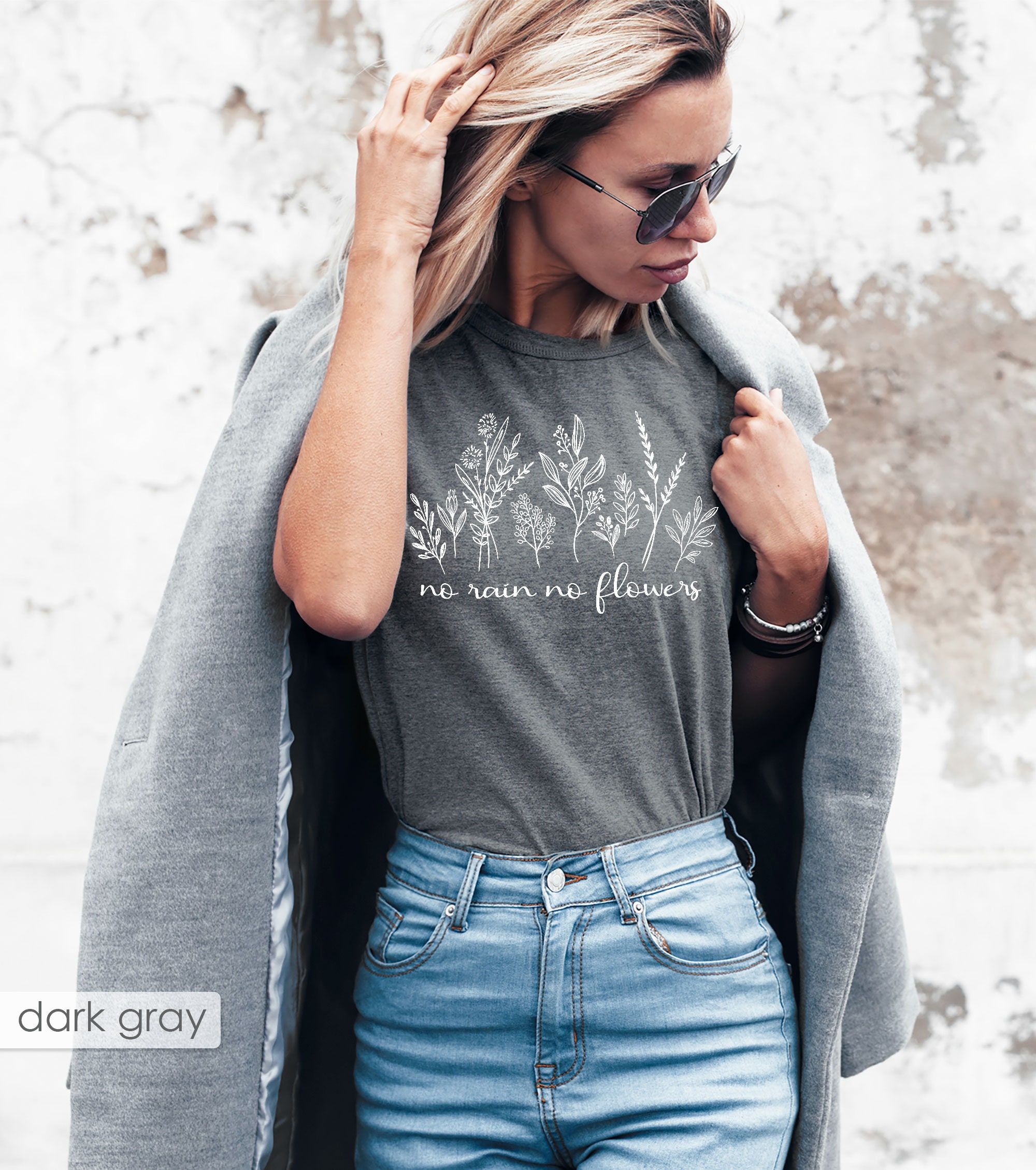 No Rain No Flowers T-shirt, Botanical Cotton Tee - Etsy Canada