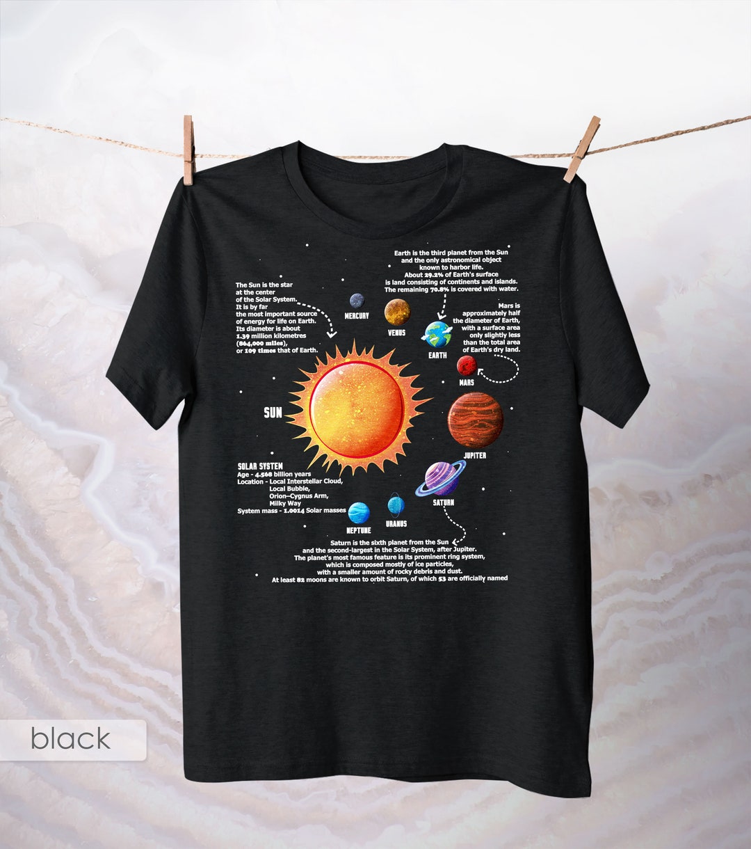 太陽系 T シャツ / 宇宙オタク アパレル / 美しい惑星 T シャツ