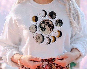 Sweat-shirt Phases de lune : pull en coton mélangé Celestial Witchy