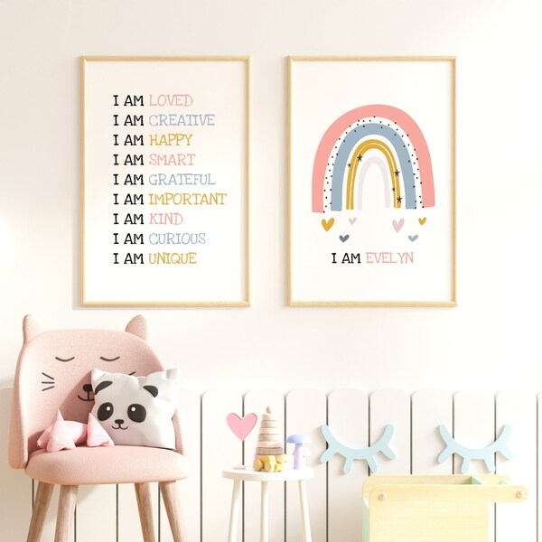 Personalised 'I Am Brave' Affirmation Print – Kids Wall Art, A4 Or A5, Multicoloured