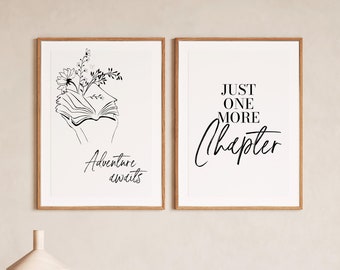 Reading Quote Prints Set: Minimalist Book Line Art