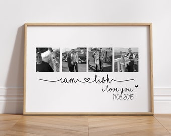 Custom Couples Photo Print - Personalised Love Story Collage, Anniversary Gift, Wedding or Engagement Keepsake, Gift for him or her Wall Art