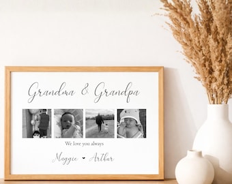 Grandma & Grandad Photo Gift, Personalised Picture, Nanna and Grandpa Photo Print, Collage Christmas Gift Grandparent