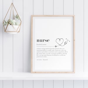 Nurse Gift Personalised Print, Nurse Graduation Gift, NHS Thank You Gift, Student Nurse Wall Art, Nurse Definition Print, Graduation Gift