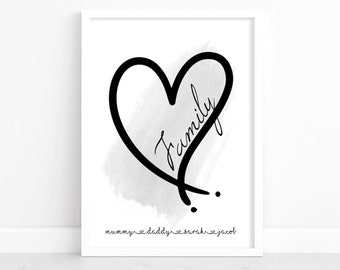 Family Prints Quote Set of 3, heart Prints, Living room decor, Home Decor, Living Room set of Prints, Feature Wall Prints, Family Poster