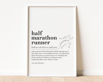 Impresión personalizada con la definición de corredor de media maratón, regalo de media maratón, regalo de corredor de media maratón, impresión de diccionario para corredor, impresiones de corredor