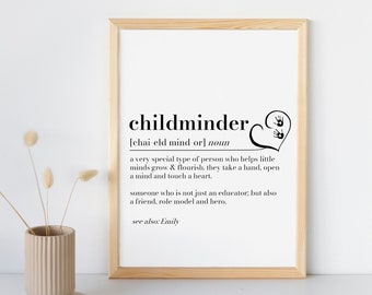 Childminder Definition Print, Childminder gift, Childminder Thank You Gift Leaving Gift for Childminder, Babysitter Gift, Gift from Parent