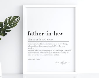 Personalised Father-in-Law Gift, Father In law Definition Print, Gift from Bride, Memorable Father's Day