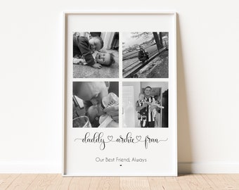 Personalised Dad Photo Gift, Daddy Collage Print from Kids, Custom Fathers Day Gift, Wall Art for Dad, Daddy Picture Frame, Gift for Daddy